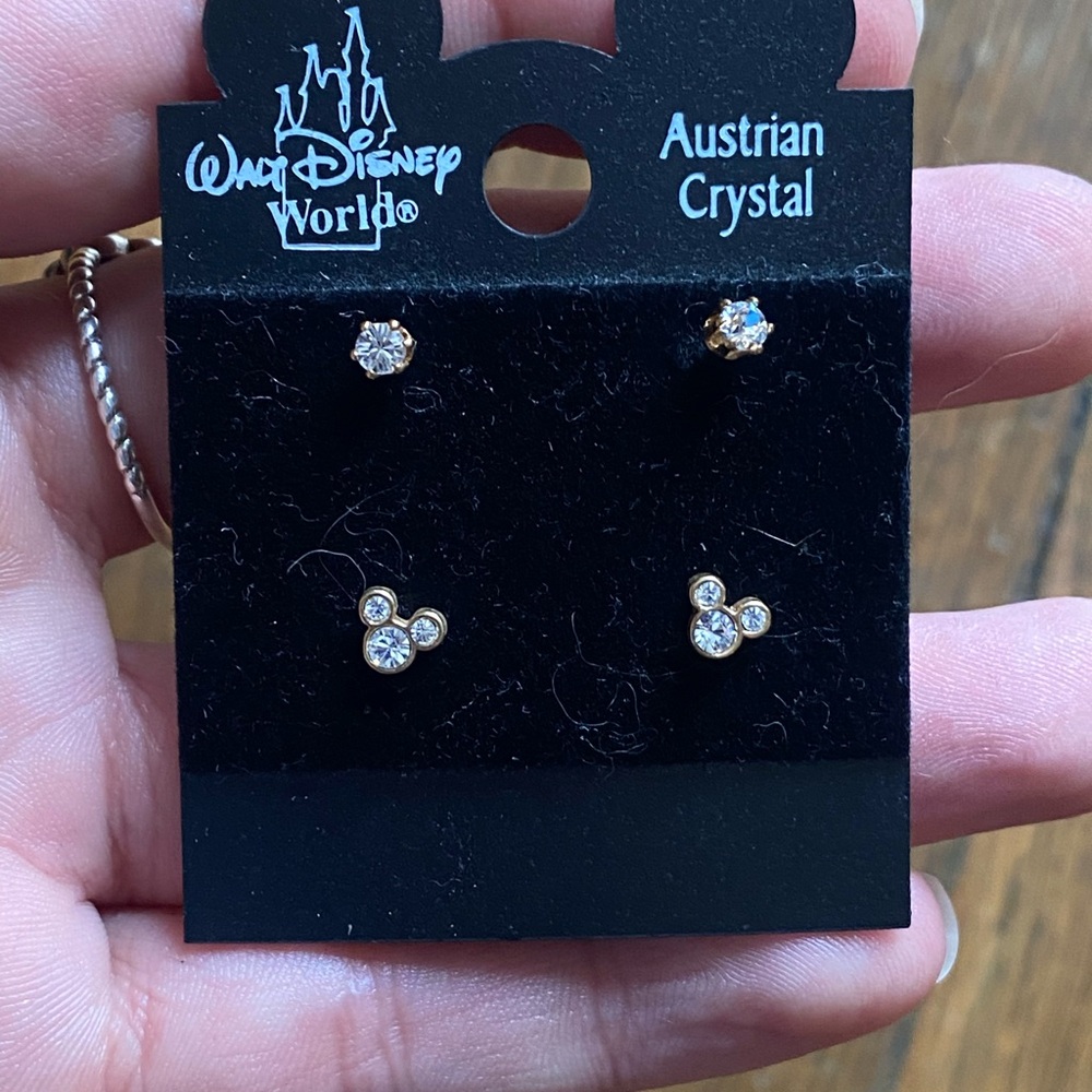 Disney Gold and Crystal Mickey Earrings
